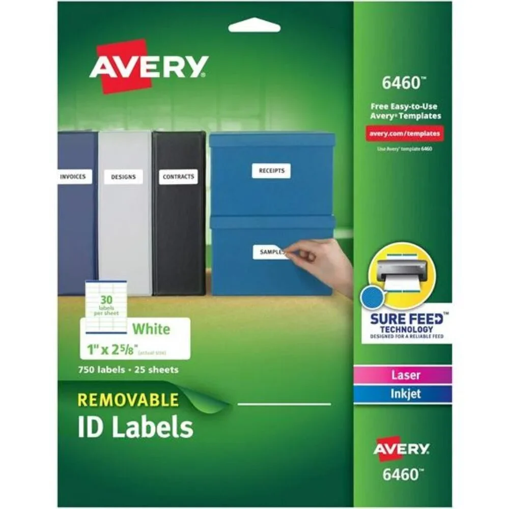 Avery Removable ID Labels Sure Feed Technology Removable Adhesive 1